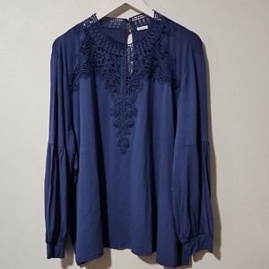 Studio 1886Deep Blue Embroidered Blouse